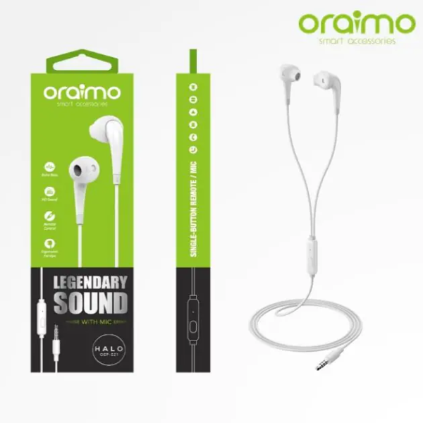 Ecouteurs Oraimo Halo OEP-E21 - 1.2m - Son HD - Extra basse