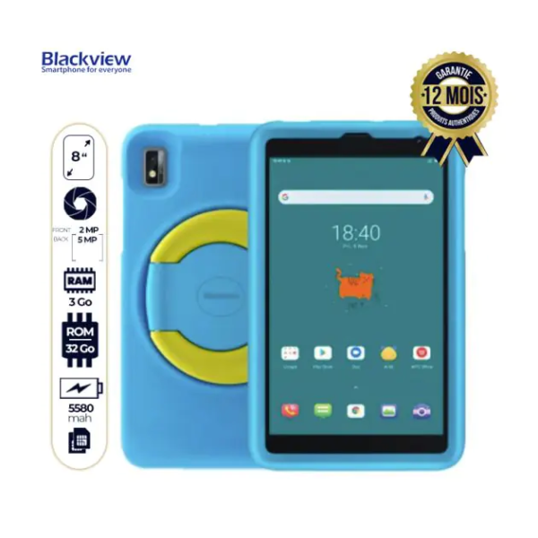 Tablette Pour Enfants BLACKVIEW Tab 6 Kids - 8" - 32Go/ 3Go RAM - 2 SIM - 5MP /2MP - 5580mAh - 12 mois de garantie
