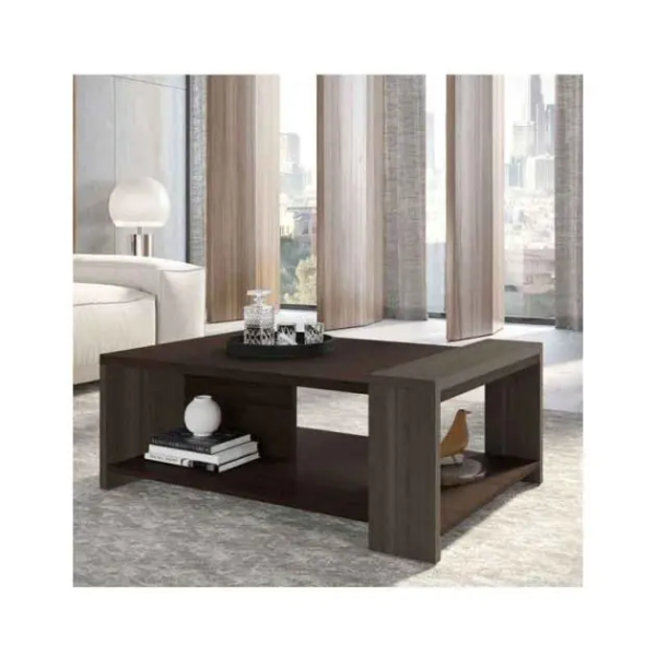 Table basse rectangulaire - G-2576 - Avec séparation au dessus - Bois - Marron