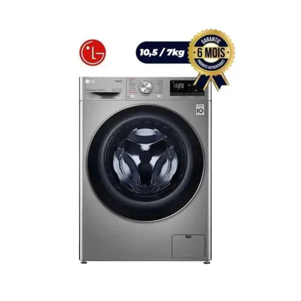 Machine à laver Séchante LG - F4V5RGP2T - 10.5Kg /7kg - Gris - 6 mois